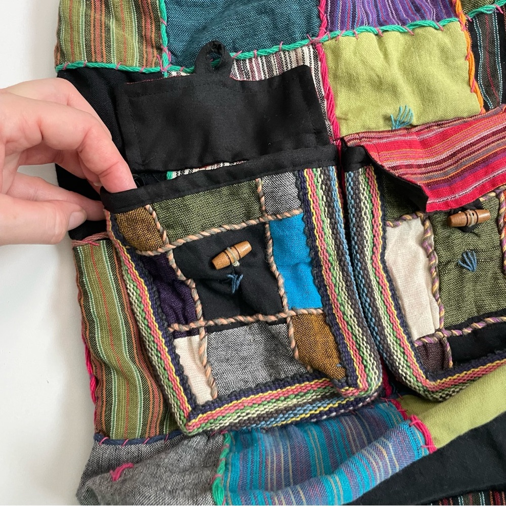 Patchwork Backpack Sack Boho Artsy Ethnic Festiva… - image 6